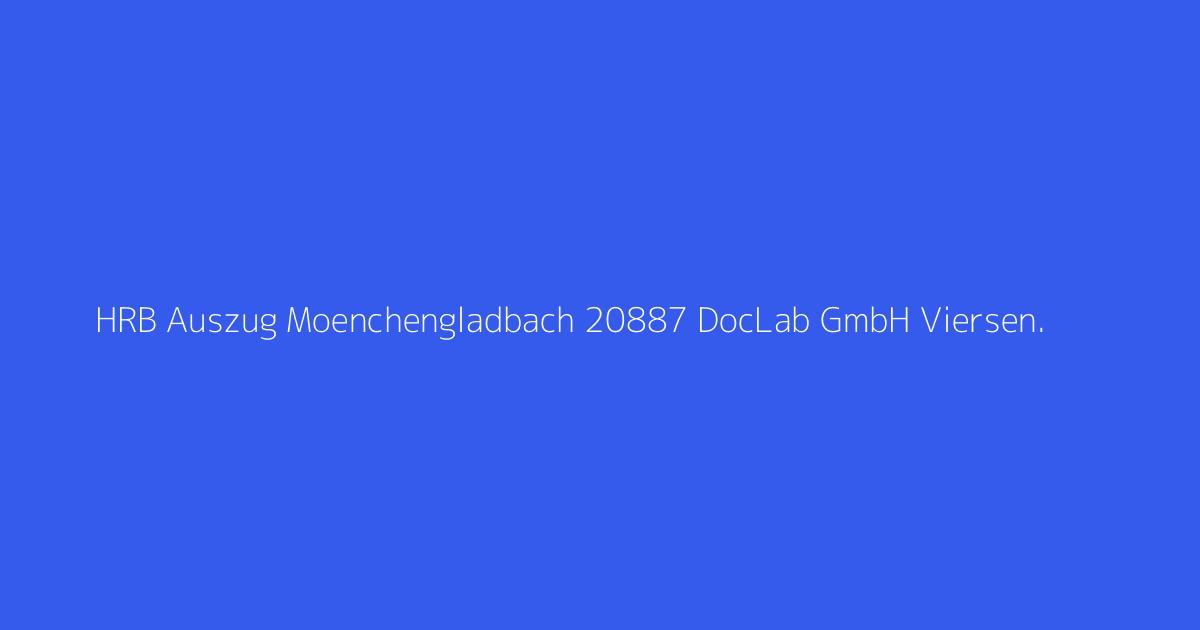 HRB Auszug Moenchengladbach 20887 DocLab GmbH Viersen.